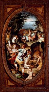 De ontdekking van glas. De voorbereiding van een banket. door Giovanni Maria Butteri
