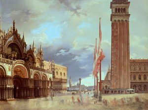 Piazza San Marco (Sint-Marcusplein) door Giovanni Migliara