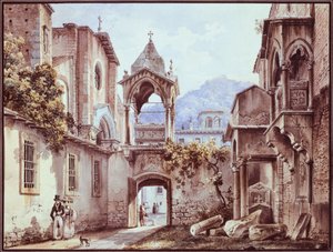 De Binnenplaats van San Giorgetto in Verona door Giovanni Migliara