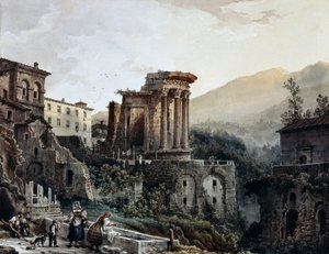 De Tempel van Vesta in Tivoli, door Giovanni Migliara, Italië door Giovanni Migliara