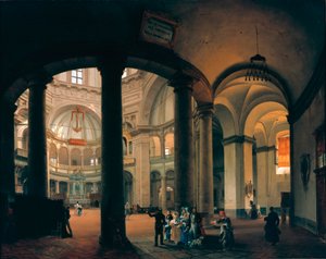 Uitzicht vanuit het interieur van de Basiliek van San Lorenzo door Giovanni Migliara