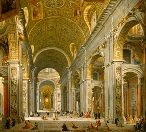Interieur van de Sint Pieter, Rome door Giovanni Paolo Panini