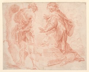 Staande en knielende figuren door Giovanni Paolo Panini