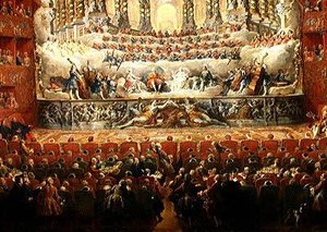 Concert gegeven door kardinaal de La Rochefoucauld (1700-99) in het Argentijnse Theater in Rome, ter viering van het huwelijk van Lodewijk de Dauphin (1729-65) zoon van Lodewijk XV, met Marie-Josephe (1731-67) van Saksen