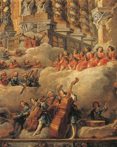 Frankrijk, Parijs, Concert in Rome ter gelegenheid van de geboorte van de zoon van Lodewijk XV (close-up)