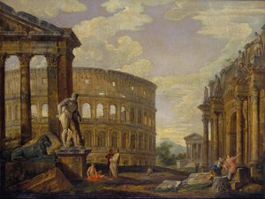 Landschap met Hercules en ruïnes van het oude Rome