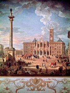 Piazza en Kerk van Santa Maria Maggiore door Giovanni Paolo Pannini