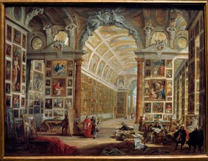 De galerij van Silvio Valenti Gonzaga (of Gonzague) (1690-1756), kardinaal van Clement XII door Giovanni Paolo Pannini
