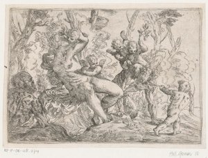 Een sater door putti en Venus gevangen door Giovanni Pietro Possenti