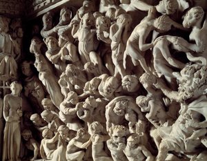 Detail van de reliëfs van de stoel door Giovanni Pisano: de verdoemden (detail) door Giovanni Pisano