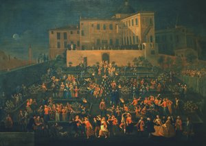 Feest van Mozzatore in de tuin van Palazzo Rospigliosi in 1740, ca. 1740 door Giovanni Reder