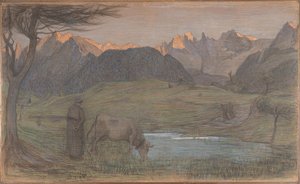 Studie voor "La Vita door Giovanni Segantini
