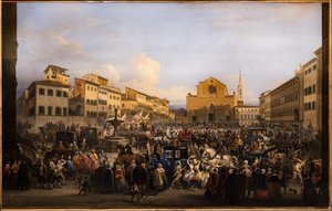 Berlingaccio op het St. Croce Plein in Florence door Giovanni Signorini