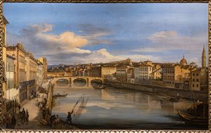 Uitzicht op de Arno vanaf de Alla Carraia Brug