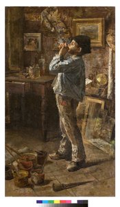 Ik ben ook een schilder of Dilettant of Het atelier van de schilder, 1885 door Giovanni Sottocornola