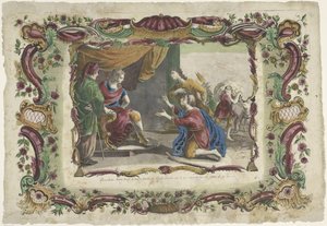 De broers van Jozef knielen voor hem in Egypte (series title: Het leven van Jozef) door Giovanni Volpato