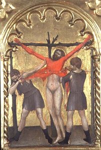 Christus aan het kruis, detail van het polyptiek van het Spedale della Misericordia, 1353-63