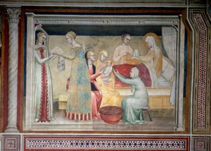 Het leven van de Maagd: de geboorte van Maria door Giovanni da Milano