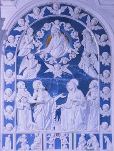 De Madonna tussen de heiligen Franciscus, Dominicus en Bernardus, Kerk van San Francesco in Foiano della Chiana, Toscane