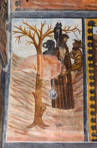 Verhalen van de Passie van Christus: Judas, na Jezus verraden te hebben voor dertig denarii, hangt zichzelf op