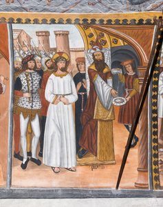 Verhalen van de Passie van Christus: Pilatus veroordeelt Jezus en wast zijn handen door Giovanni di Cherasco Botoneri