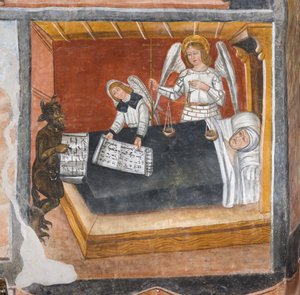 Het oordeel van de ziel op zijn sterfbed door Giovanni di Cherasco Botoneri
