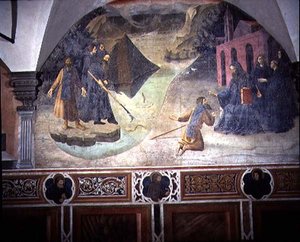 St. Benedict die de Bijl van de Houthakker uit het Meer Haalt, (detail)