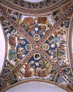 De Dokters in de Tempel, de Evangelisten en Acht Profeten, van het kapelgewelf door Giovanni di Corraduccio