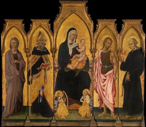 Madonna en Kind met Heiligen, 1454 door Giovanni di Paolo