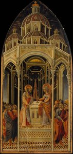 De aankondiging aan Zacharias, verso De engel van de aankondiging, ca. 1455-60 door Giovanni di Paolo