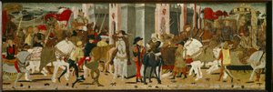 Paneel van Cassone: Triomfantelijke intocht van Romulus en Tatius in Rome