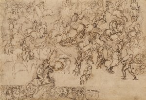 Gevechtsscène door Girolamo Genga