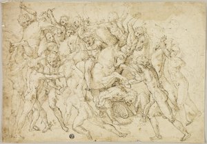 Slag tussen cavalerie en voetsoldaten door Girolamo Genga
