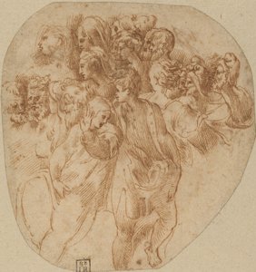 Figurenstudies [recto] door Girolamo Mazzola Bedoli