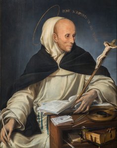 Portret van een monnik gekleed als St. Thomas van Aquino door Girolamo Mazzola Bedoli
