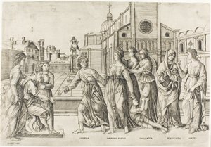 De laster van Apelles door Girolamo Mocetto