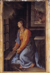 Portret van Sint Apollonia in de gevangenis