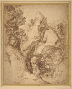 Rotsachtig landschap met een waterval