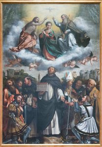 De kroning van de Maagd en Sint Dominicus door Girolamo Romanino