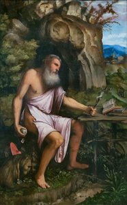 De boetvaardige heilige Hiëronymus door Girolamo Romanino