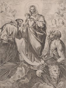 De Maagd met Heiligen Jerome en Franciscus door Girolamo Rossi