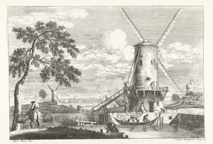 Landschap met molen aan water