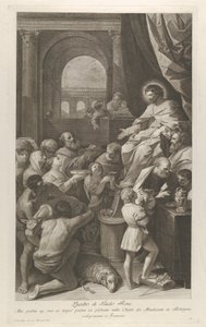 Sint Job zittend rechts ontvangt de geschenken van het volk, ca. 1760-1800