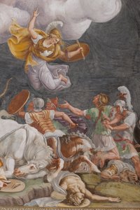 Een gevecht, detail, Het Trojaanse paard, Kamer van Troje