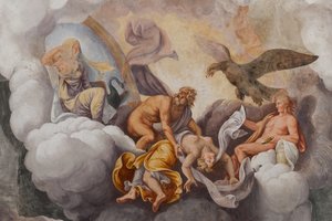 Gods van de Olympus, Het Trojaanse Paard, Kamer van Troje (Sala di Troia) door Giulio (and workshop) Romano
