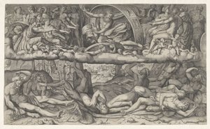 Strijd van goden en giganten door Giulio Bonasone (attributed to)