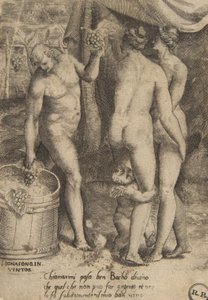 Bacchus geeft druiven aan vrouwen, uit 