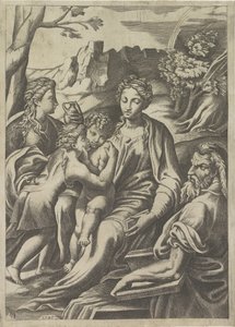 Heilige Familie met de jonge Johannes de Doper en Maria Magdalena
