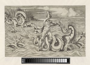 Hercules worstelt met Acheloüs door Giulio Bonasone