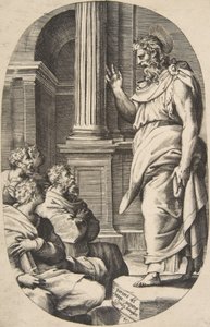 Sint Paulus prediking, een ovaal compositie